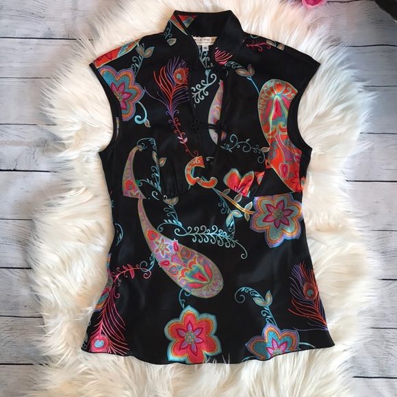Trina Turk Tops - Trina Turk Floral Paisley Patterned Silk Blouse